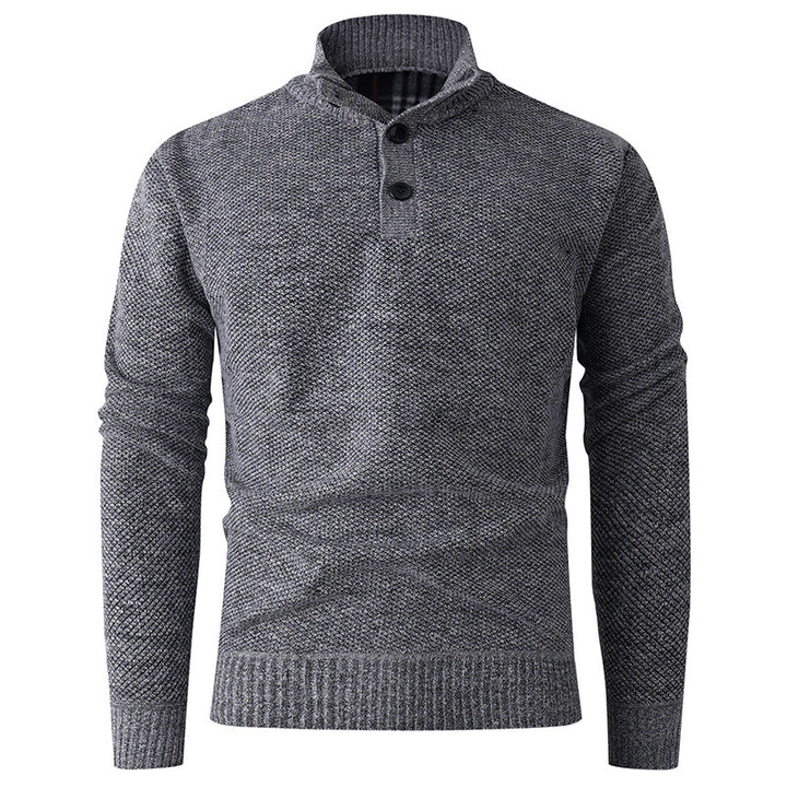 Herren Strickpullover mit hohem Kragen und durchgehendem Knopfverschluss Aliams