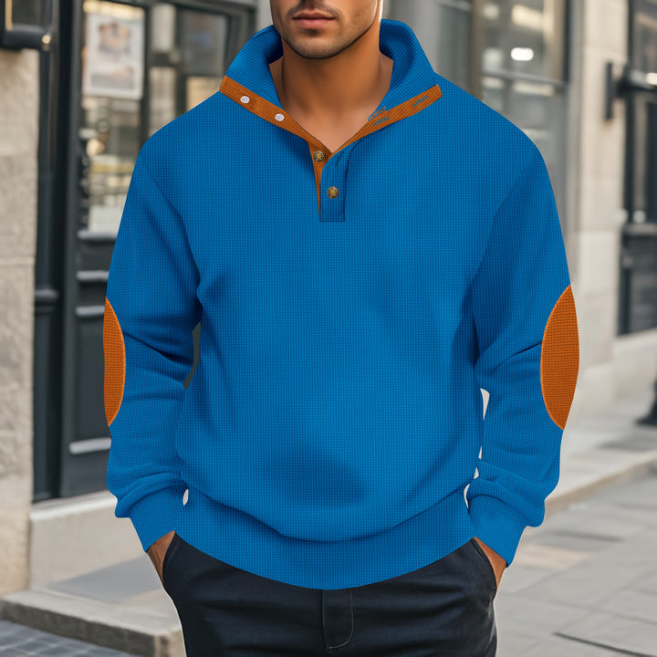 Herren Henley-Pullover mit strukturiertem Design und Kontrastakzenten Aliams