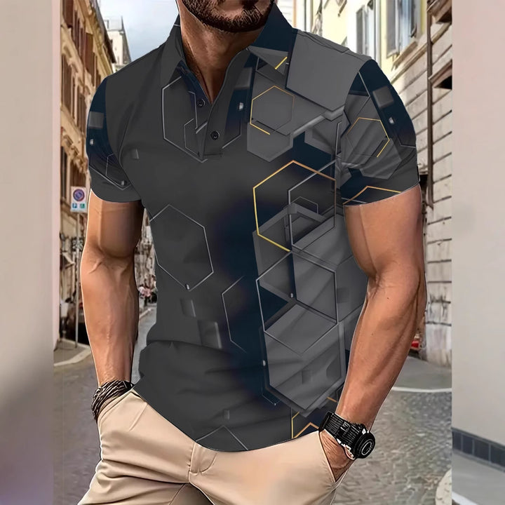 Herren Poloshirt mit modernen geometrischen Akzenten Aliams