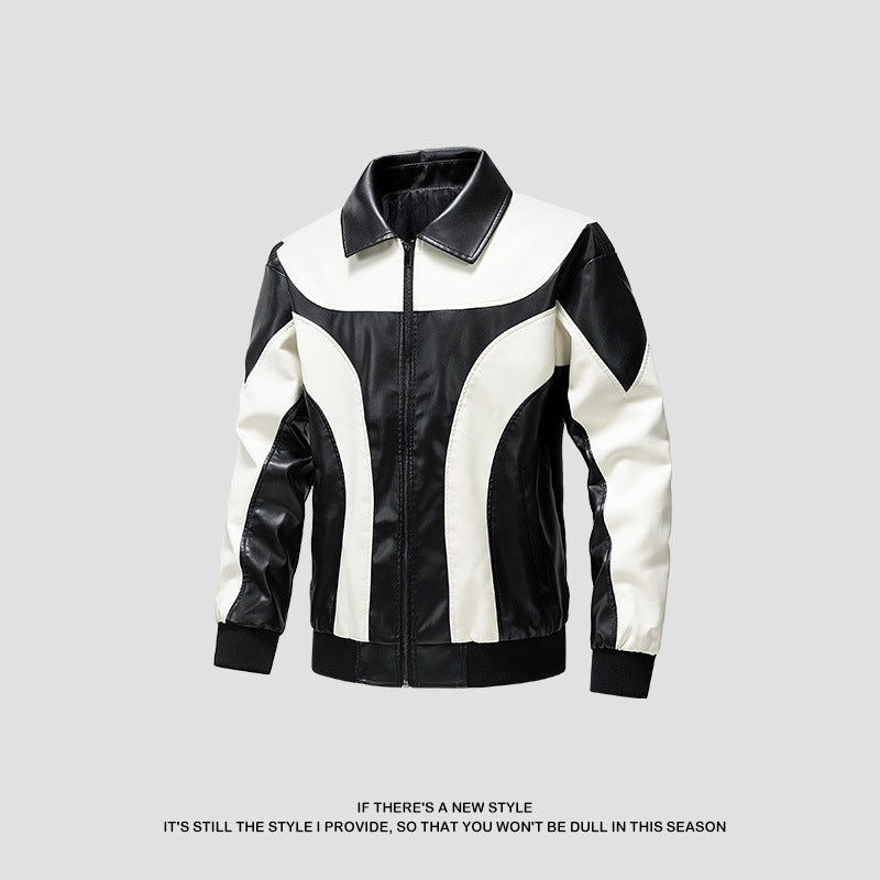 Herren Kunstlederjacke im modernen Design mit kontrastierenden Akzenten Aliams