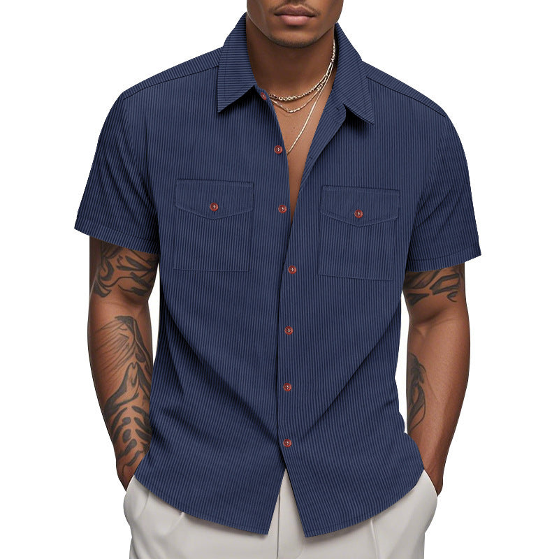 Herren elegantes Kurzarmhemd mit strukturiertem Design und praktischen Brusttaschen Aliams