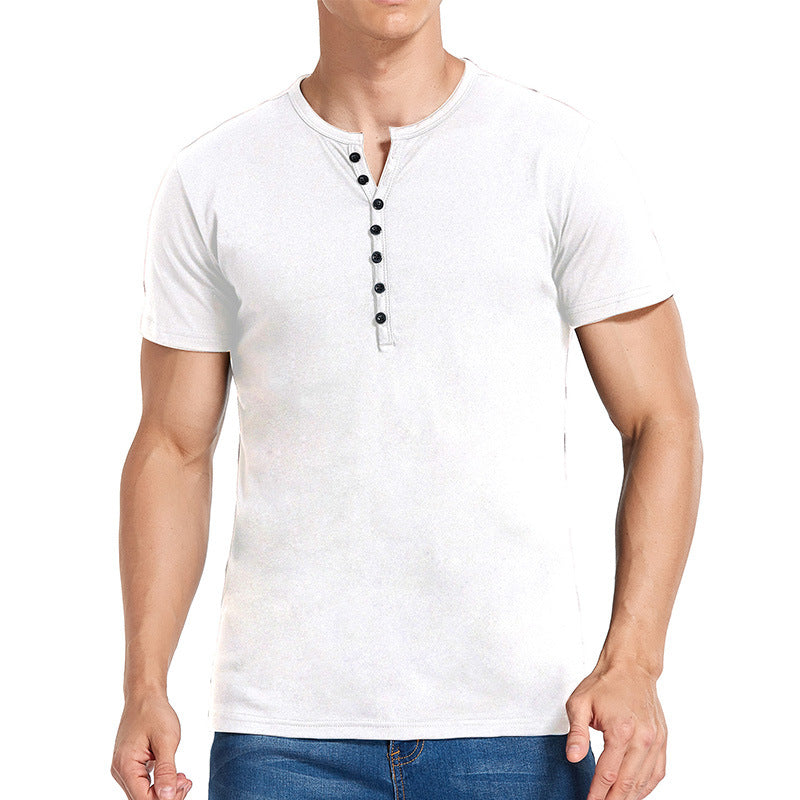 Herren Kurzarm-Henley-Shirt mit eleganter Knopfleiste Aliams