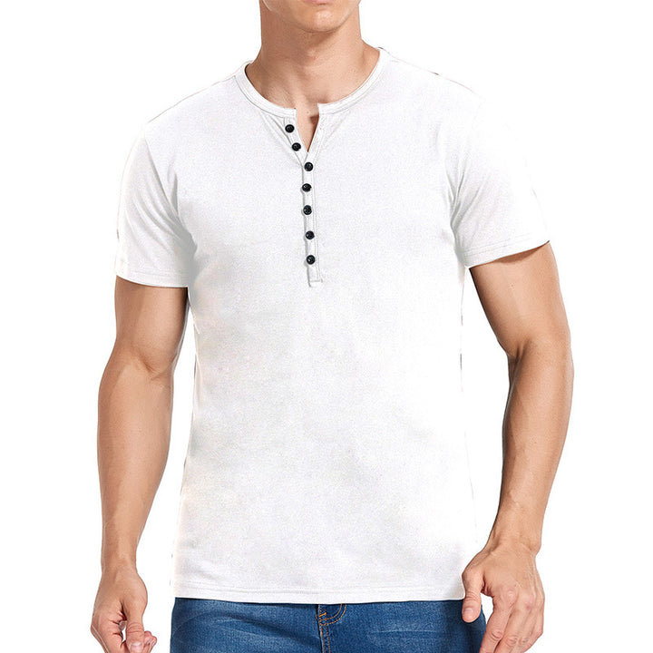 Herren Kurzarm-Henley-Shirt mit eleganter Knopfleiste Aliams