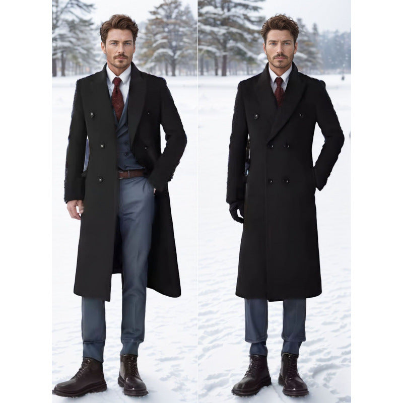 Herren eleganter, schwerer Wollmantel Aliams