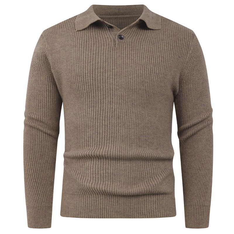 Herren Strickpullover mit modernem Polokragen und funktionalem Knopfverschluss Aliams