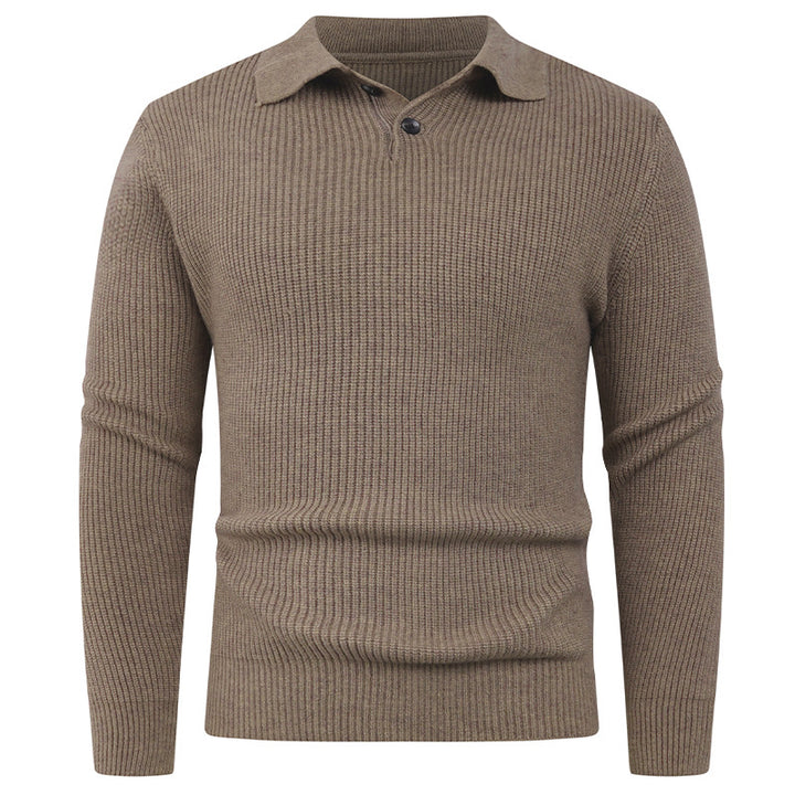 Herren Strickpullover mit modernem Polokragen und funktionalem Knopfverschluss Aliams