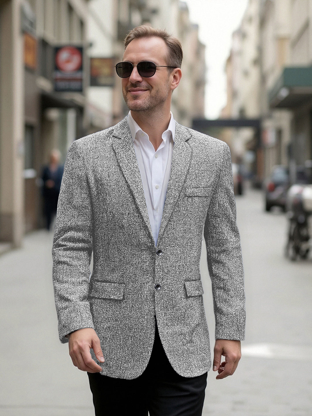 Herren eleganter Blazer aus strukturiertem Gewebe Aliams