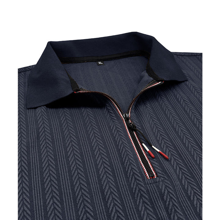 Herren Poloshirt mit Reißverschluss und strukturiertem Dessin Aliams