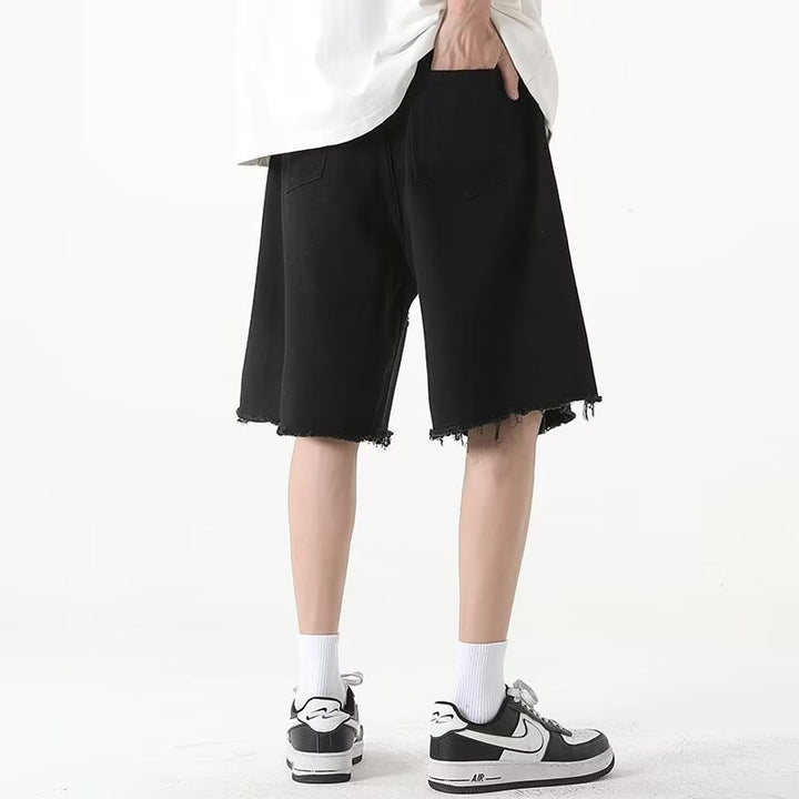 Herren Dänische Denim-Shorts mit auffälligen Rissen und lässigem Schnitt Aliams