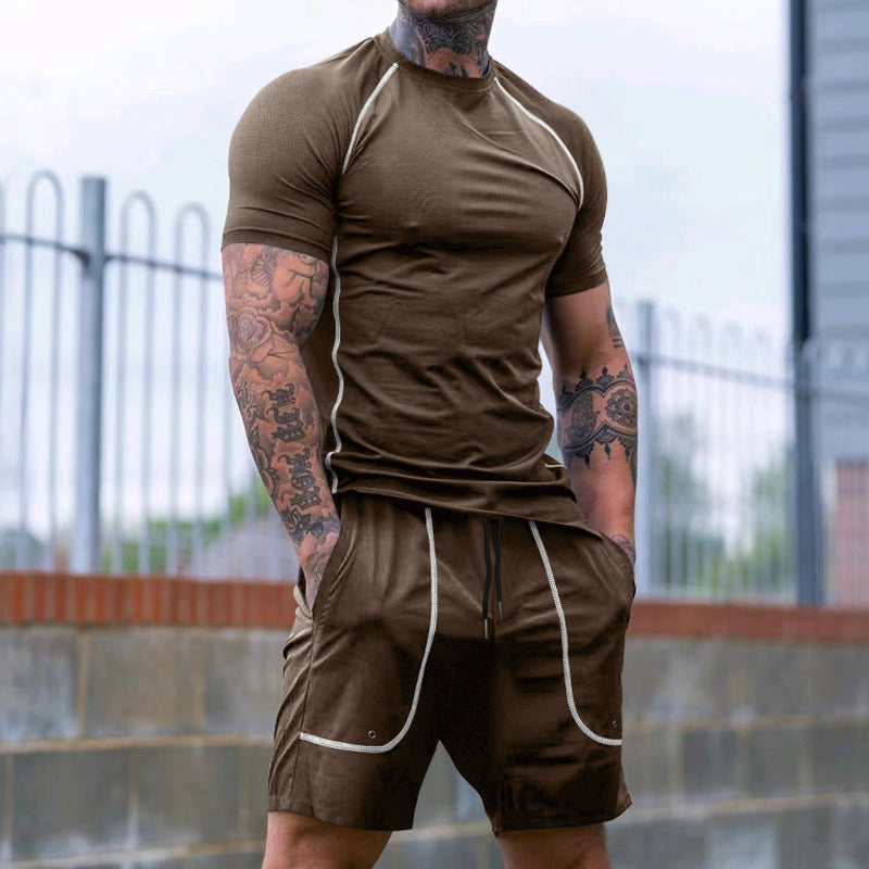 Herren Sportliches Kurzarm-Set aus atmungsaktivem Funktionsmaterial mit elastischem Bund Aliams