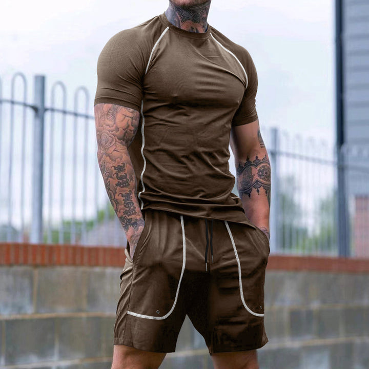 Herren Sportliches Kurzarm-Set aus atmungsaktivem Funktionsmaterial mit elastischem Bund Aliams