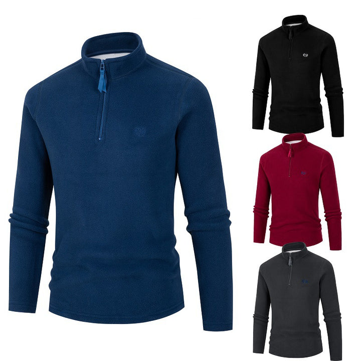 Herren Fleece Pullover mit Stehkragen und Reißverschluss Aliams