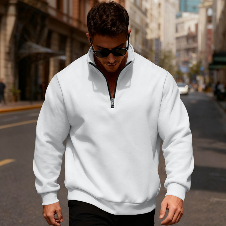 Herren Sweatpullover mit hohem Kragen und Reißverschluss Aliams