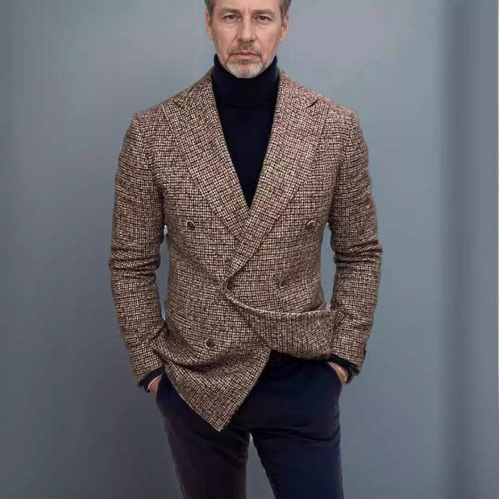 Herren zweireihiger Blazer aus hochwertigem Stoff mit modernen Details Aliams