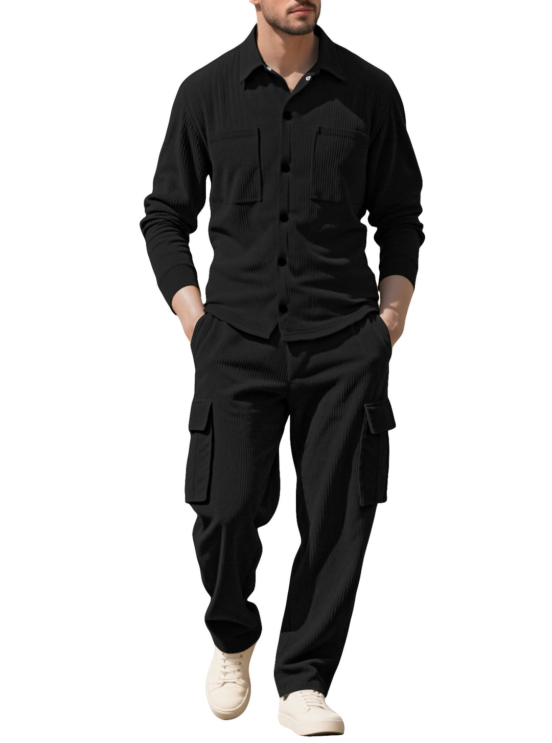 Herren Cargo-Set mit strukturierter Jacke und Hose Aliams