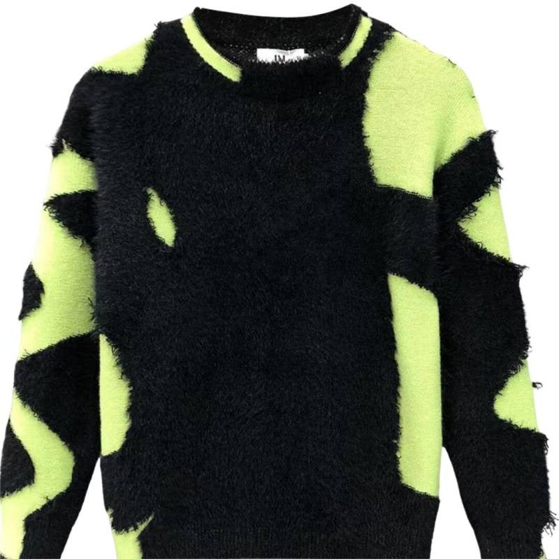 Damen kreativer Oversized-Pullover mit kontrastierendem Strukturdesign Aliams