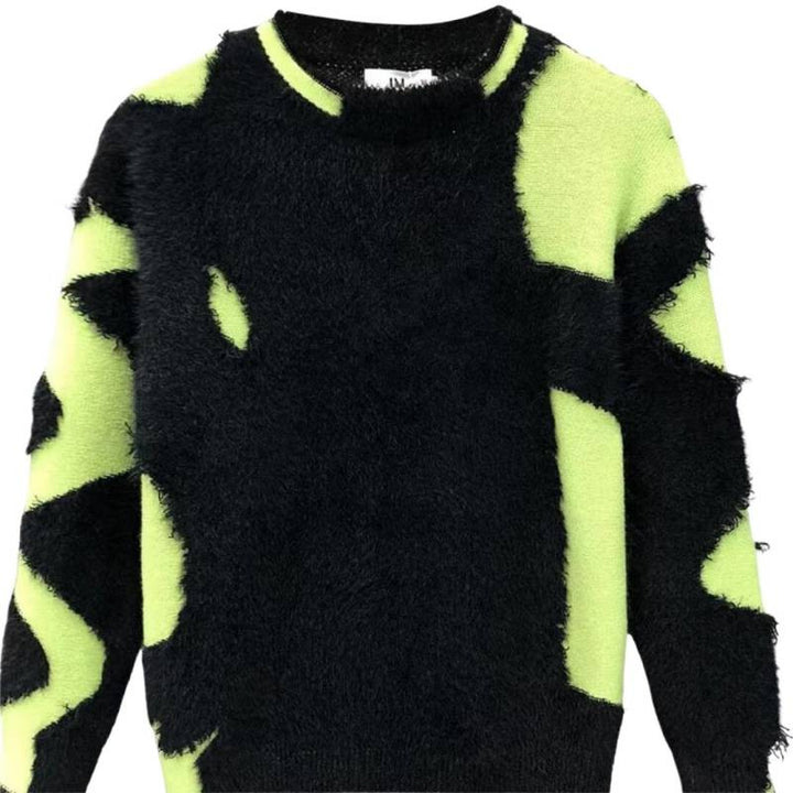 Damen kreativer Oversized-Pullover mit kontrastierendem Strukturdesign Aliams