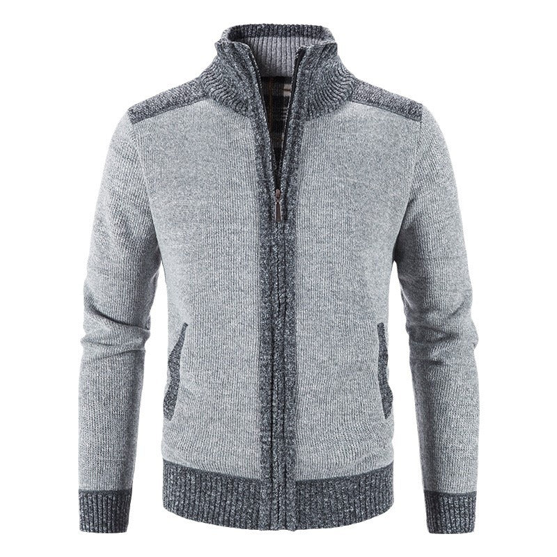 Herren Strickjacke mit modischem Zipper und hochgeschlossenem Kragen Aliams
