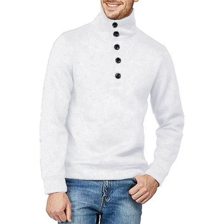 Herren Hochwertiger Pullover mit Stehkragen und Knopfdetail Aliams