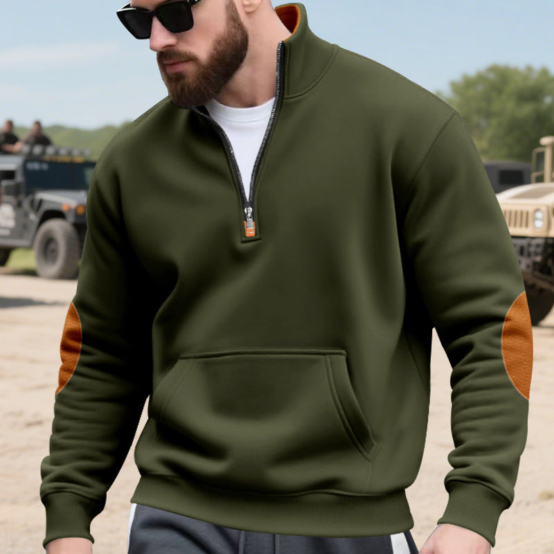 Herren Hoodie mit modischem Stehkragen und Kontrastdetails Aliams