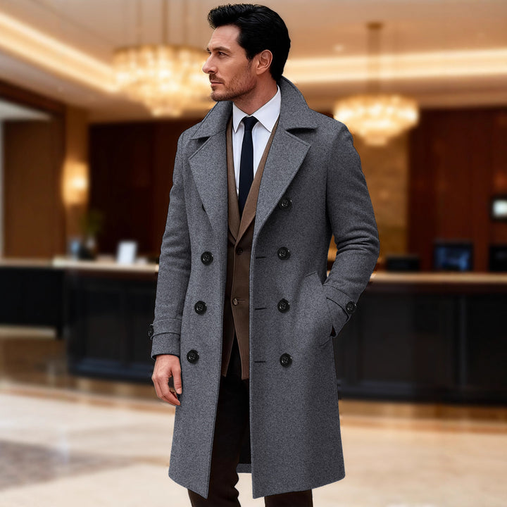 Herren eleganter doppelreihiger Wollmantel Aliams