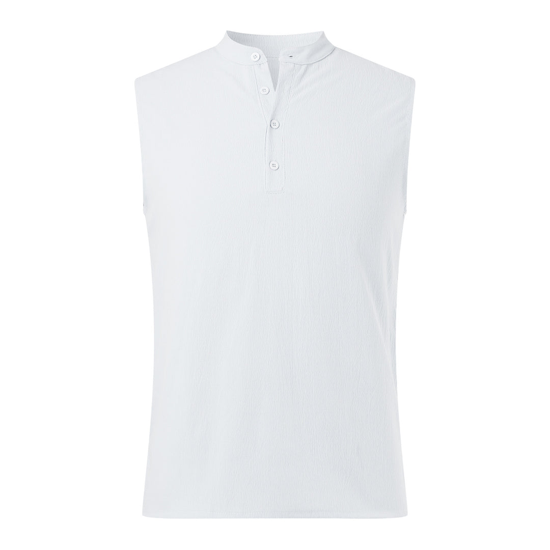 Herren ärmelloses Henley-Shirt mit Knopfleiste Aliams