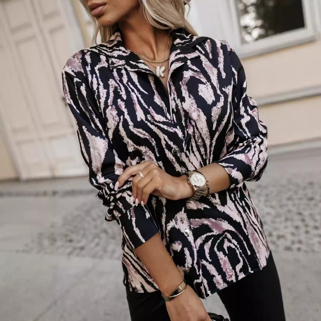 Damen Bluse mit lebhaftem Leopardenmuster und elegantem Schnitt Aliams