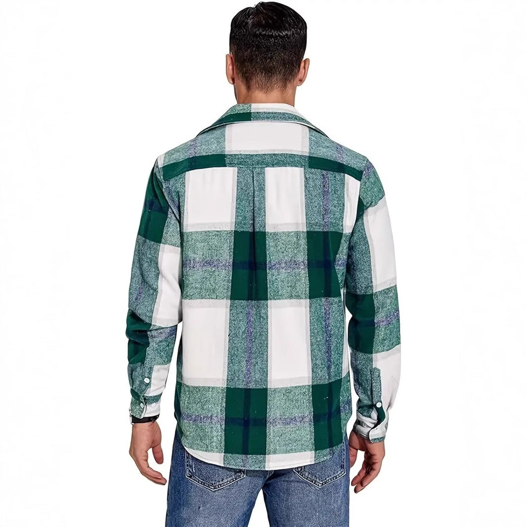 Herren Flanellhemd mit doppelter Brusttasche und kariertem Design Aliams