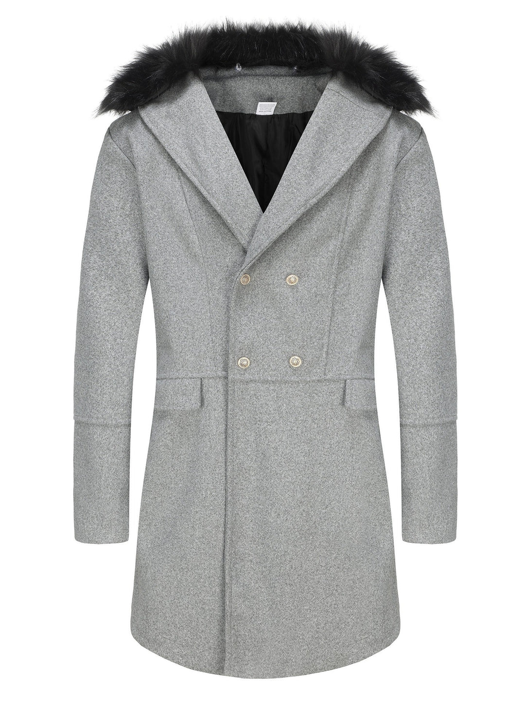 Herren eleganter Langmantel mit luxuriösem Fellkragen Aliams