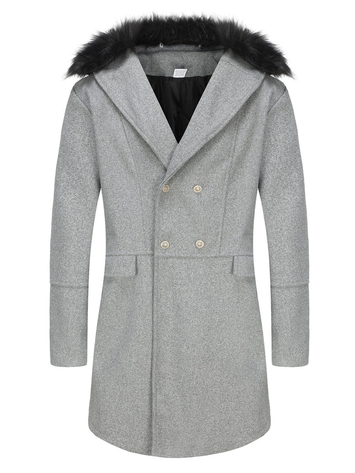 Herren eleganter Langmantel mit luxuriösem Fellkragen Aliams