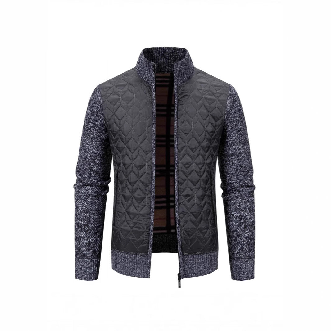 Herren Steppjacke mit hohem Kragen und eleganter Strickästhetik Aliams