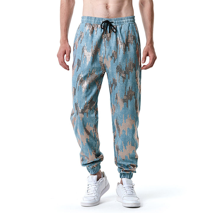 Herren Freizeithose mit Glitzer-Effekt und elastischem Bund Aliams