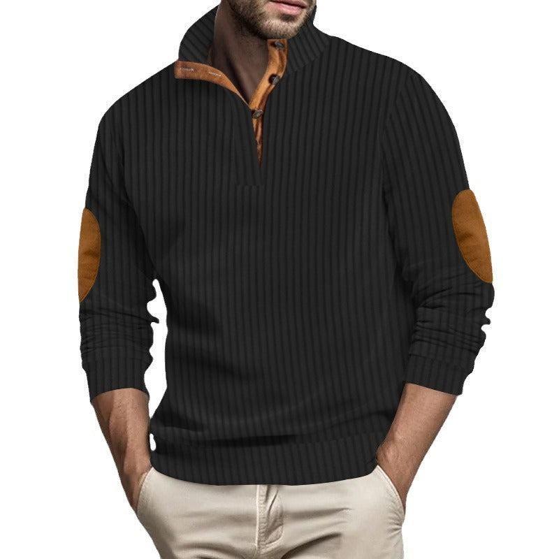 Herren angenehmer und modischer Pullover mit Lederdetails Aliams