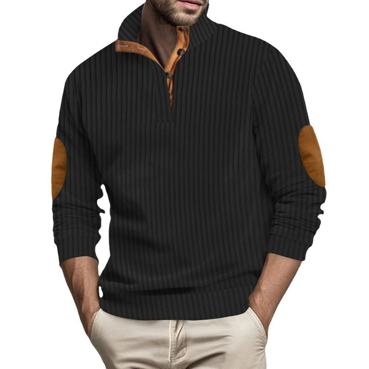 Herren angenehmer und modischer Pullover mit Lederdetails Aliams