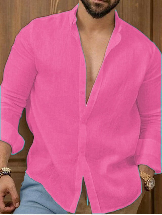 Herren Hemd aus leichtem Leinenmix mit lässigem Schnitt Aliams