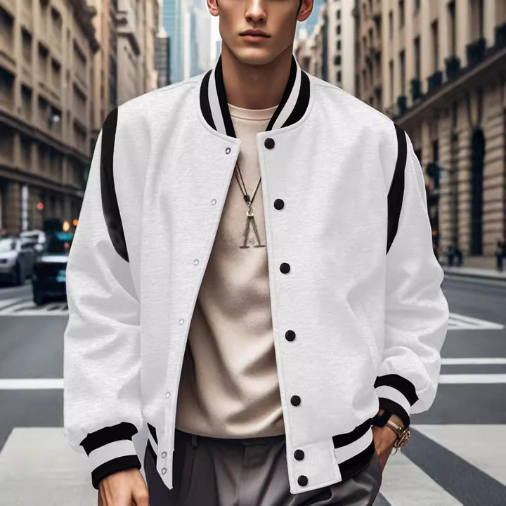 Herren stylische Collegejacke mit kontrastierenden Ärmeln und atmungsaktiven Materialien Aliams
