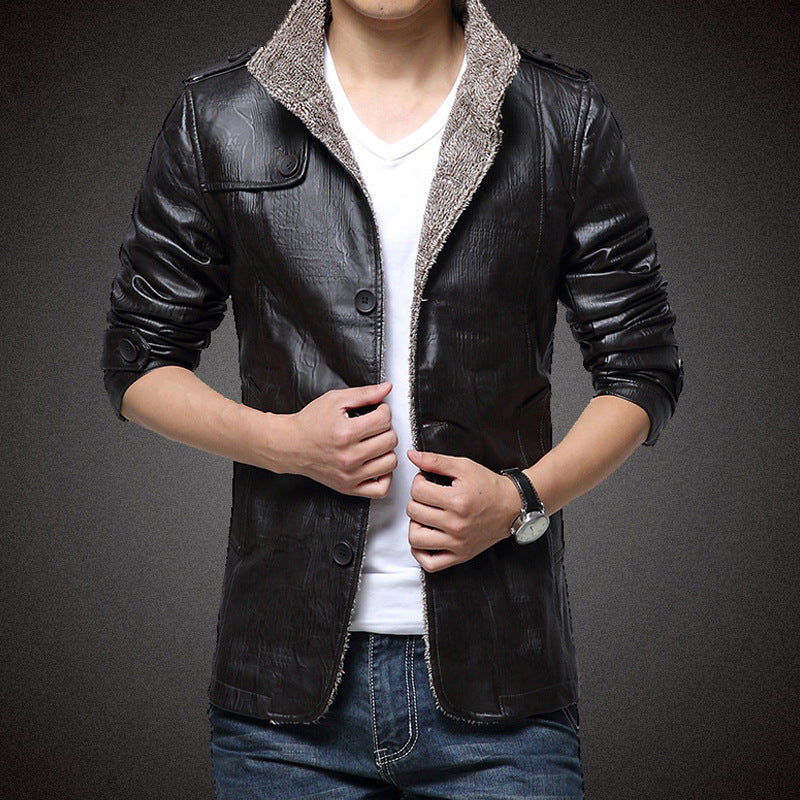 Herren Kunstlederjacke mit warmem Innenfutter Aliams