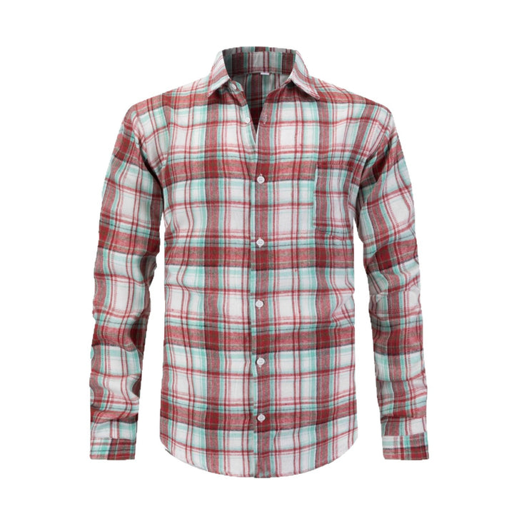 Herren Karierte Baumwollhemd Aliams