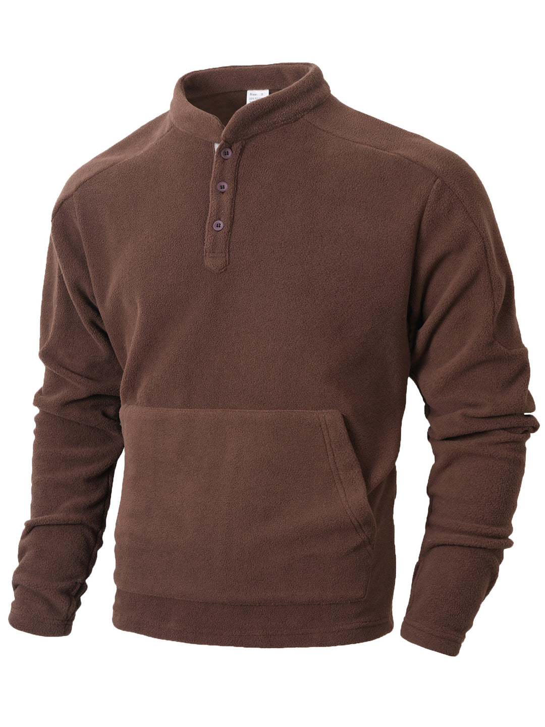 Herren Fleece-Pullover mit Knopfleiste und praktischer Kängurutasche Aliams