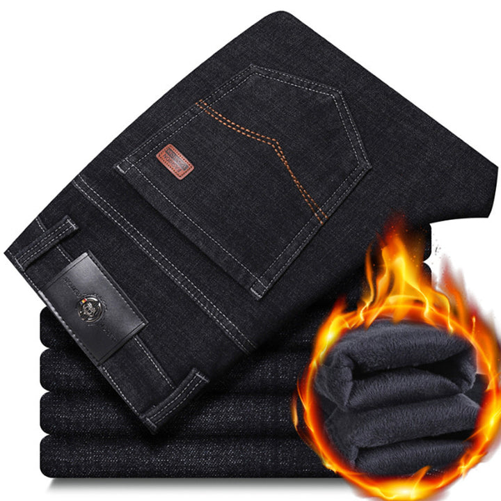 Herren warme gefütterte Jeanshose mit klassischem Schnitt Aliams