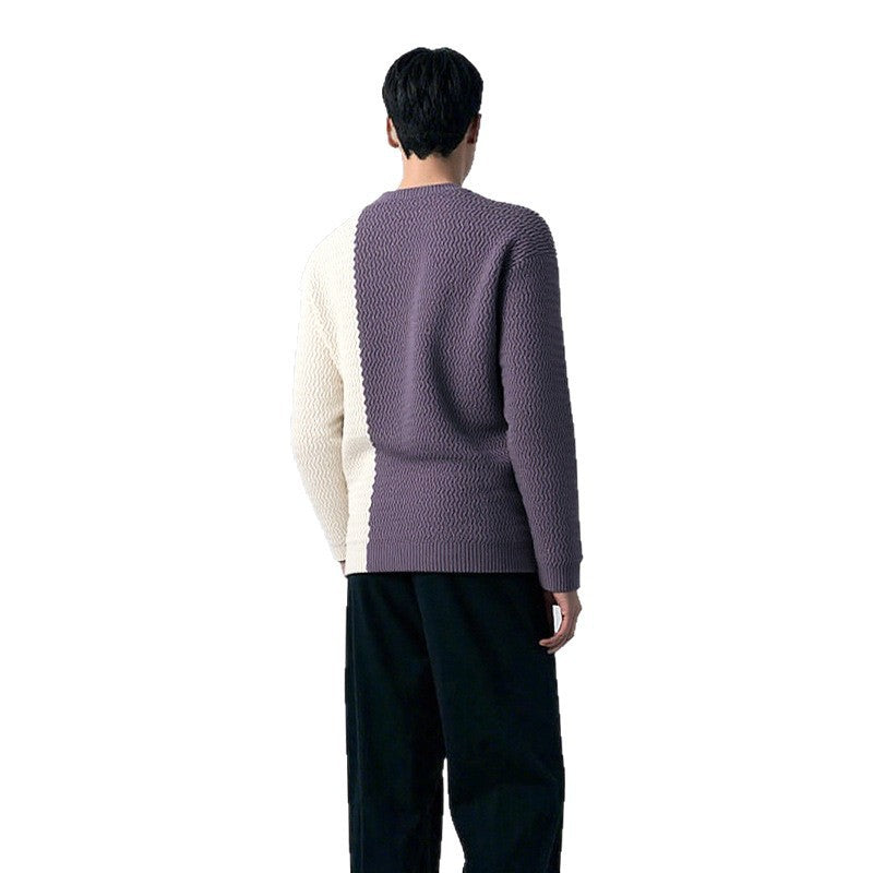 Herren Pullover mit kreativem Strukturdesign und Kontraststreifen Aliams