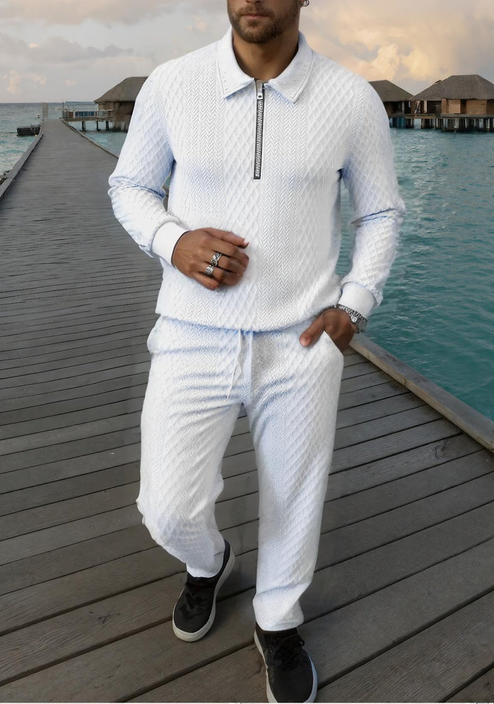 Herren Elegantes Strickanzug aus atmungsaktivem Material mit Stehkragen Aliams