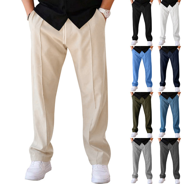 Herren elegante Freizeithose mit seitlichen Eingrifftaschen und geradem Schnitt Aliams
