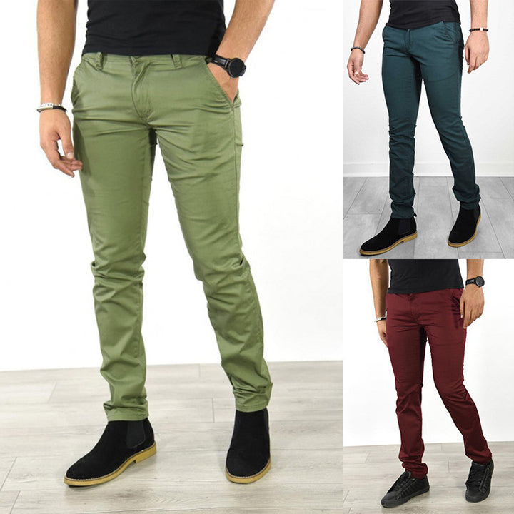 Herren elegante Chino-Hose mit schmalem Schnitt und praktischen Taschen Aliams