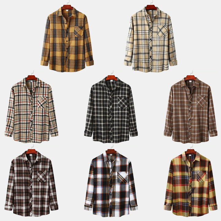 Herren Flanellhemd im klassischen Karomuster mit Brusttasche Aliams