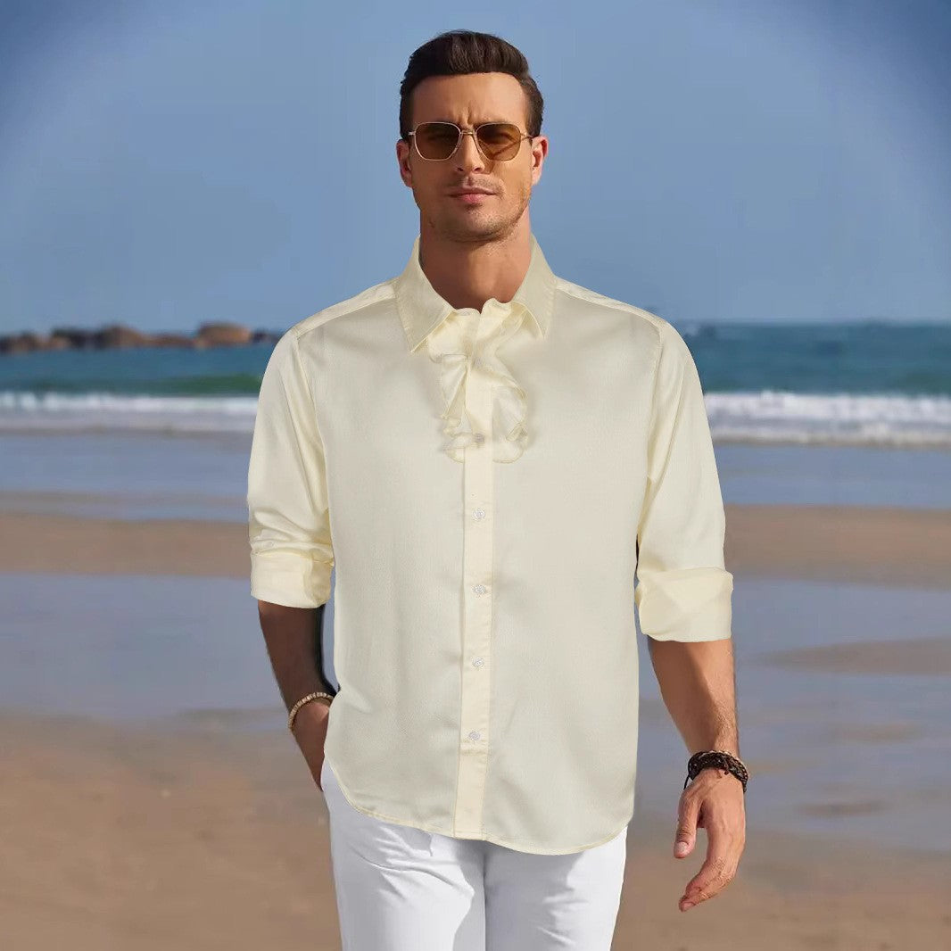 Herren festliches Hemd mit edlem Rüschenkragen Aliams