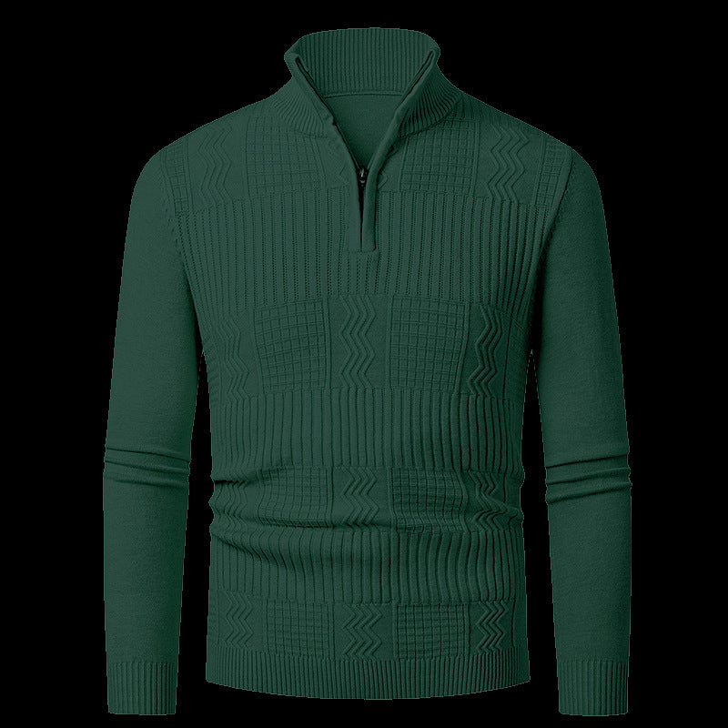 Herren Strickpullover mit modernem Reißverschluss und strukturierter Oberfläche Aliams