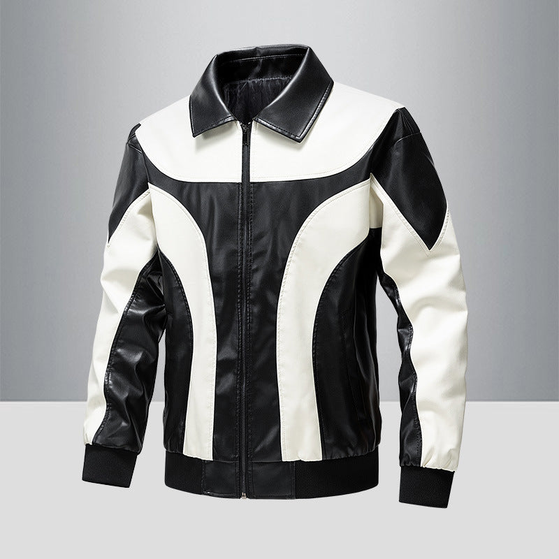 Herren Kunstlederjacke im modernen Design mit kontrastierenden Akzenten Aliams