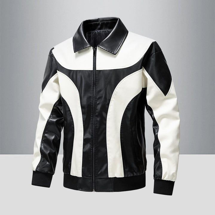 Herren Kunstlederjacke im modernen Design mit kontrastierenden Akzenten Aliams