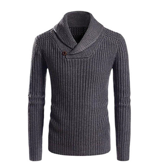 Herren Strickpullover mit Schalkragen und strukturierter Oberfläche Aliams